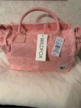 Wildfox Pink Frayed Patchwork Tote